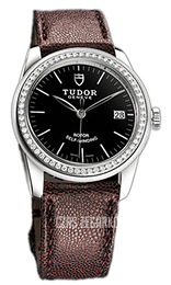 Tudor Glamour Date Czarny/Skóra Ø36 mm 55020-BIDBRJLS