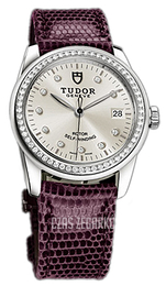 Tudor Glamour Date Srebrny/Skóra Ø36 mm 55020-SDIDPRLZS