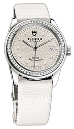 Tudor Glamour Date Srebrny/Skóra Ø36 mm 55020-SDIDWLZSP