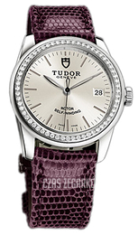 Tudor Glamour Date Srebrny/Skóra Ø36 mm 55020-SIDPRLZS