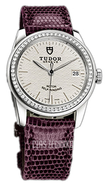 Tudor Glamour Date Srebrny/Skóra Ø36 mm 55020-SIDPRLZSP