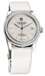 Tudor Glamour Date Srebrny/Skóra Ø36 mm 55020-SIDWLZSP