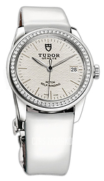 Tudor Glamour Date Srebrny/Skóra Ø36 mm 55020-SIDWPLSP