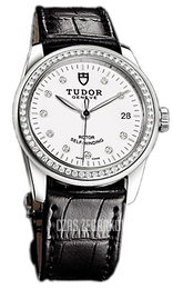 Tudor Glamour Date Biały/Skóra Ø36 mm 55020-WDIDSBLS