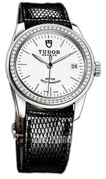 Tudor Glamour Date Biały/Skóra Ø36 mm 55020-WIDBLZS