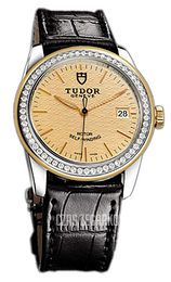 Tudor Glamour Date Szampański/Skóra Ø36 mm 55023-CHIDSBLSP