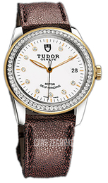 Tudor Glamour Date Biały/Skóra Ø36 mm 55023-WDIDBRJLS
