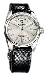 Tudor Glamour Day-Date Srebrny/Skóra Ø39 mm 56000-SDIDBLZS