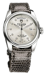 Tudor Glamour Day-Date Srebrny/Skóra Ø39 mm 56000-SDIDGLZS