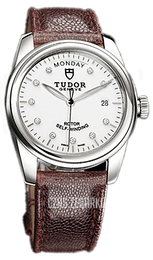 Tudor Glamour Day-Date Biały/Skóra Ø39 mm 56000-WDIDBRNJLS