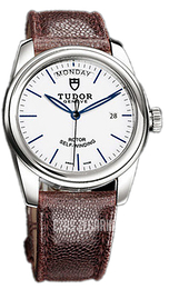 Tudor Glamour Day-Date Biały/Skóra Ø39 mm 56000-WIDBRNJLSP