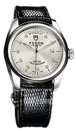 Tudor Glamour Day-Date Srebrny/Skóra Ø39 mm 56010N-SDIDBLZS