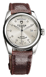 Tudor Glamour Day-Date Srebrny/Skóra Ø39 mm 56010N-SDIDBRNJLS