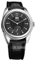 Tudor Glamour Double Date Czarny/Skóra Ø42 mm 57000-BDIDBJLS