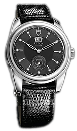 Tudor Glamour Double Date Czarny/Skóra Ø42 mm 57000-BDIDBLZS