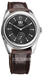 Tudor Glamour Double Date Czarny/Skóra Ø42 mm 57000-BDIDBRJLS