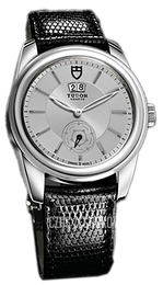 Tudor Glamour Double Date Srebrny/Skóra Ø42 mm 57000-SIDBLZS
