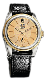 Tudor Glamour Double Date Szampański/Skóra Ø42 mm 57003-CHIDBLZSP