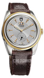 Tudor Glamour Double Date Srebrny/Skóra Ø42 mm 57003-SDIDBRJLSGD