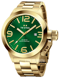 TW Steel Canteen Zielony/Stal w odcieniu złota Ø45 mm CB221