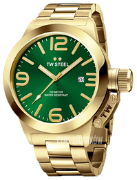 TW Steel Canteen Zielony/Stal w odcieniu złota Ø50 mm CB222