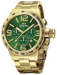 TW Steel Canteen Zielony/Stal w odcieniu złota Ø50 mm CB224