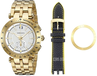 Versace V Race Set Srebrny/Stal w odcieniu złota Ø43 mm VAH030016