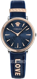 Versace V Circle Niebieski/Skóra Ø38 mm VBP090017