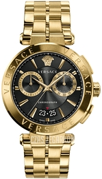 Versace Aion Czarny/Stal w odcieniu złota Ø45 mm VE1D01721