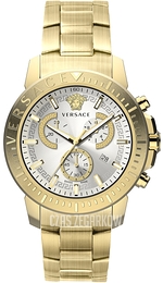 Versace New Chrono Chronograph 45mm Srebrny/Stal w odcieniu złota Ø45 mm VE2E00521