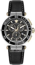 Versace Greca Czarny/Skóra Ø45 mm VE3L00222