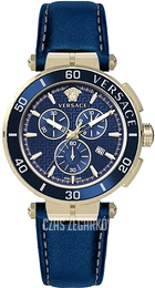 Versace Greca Niebieski/Skóra Ø45 mm VE3L00322