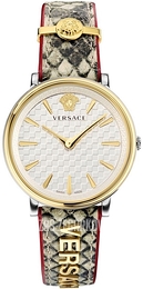 Versace V Circle Srebrny/Skóra Ø38 mm VE8101119