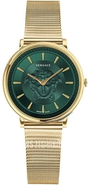 Versace V Circle Zielony/Stal w odcieniu złota Ø38 mm VE8102519