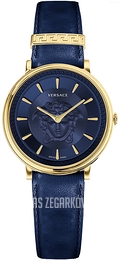 Versace V Circle Niebieski/Skóra Ø38 mm VE8103721