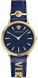 Versace V Circle Niebieski/Skóra Ø38 mm VE8104522