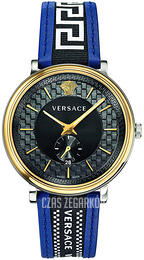 Versace V Circle Czarny/Tkanina Ø42 mm VEBQ01419
