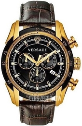Versace V Ray Chrono Czarny/Skóra Ø45 mm VEDB00318