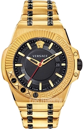 Versace Chain Reaction Czarny/Stal Ø46 mm VEDY00619