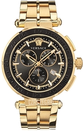 Versace Greca Chrono Czarny/Stal w odcieniu złota Ø45 mm VEPM00720
