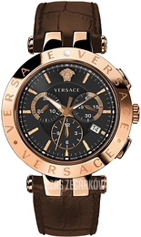 Versace V Race Czarny/Skóra Ø42 mm VERQ00320
