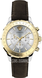 Versace Chrono Signature Srebrny/Skóra Ø45 mm VEV600219
