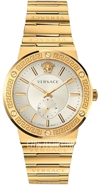 Versace Greca Logo Srebrny/Stal w odcieniu złota Ø42 mm VEVI00520