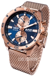 Vostok Europe Almaz Niebieski/Stal w kolorze różowego złota Ø47 mm 6S11-320B660Br