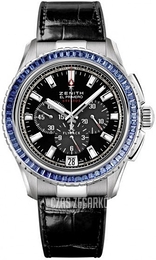 Zenith El Primero Stratos Flyback Czarny/Skóra Ø45.5 mm 45.2062.405-21.C714