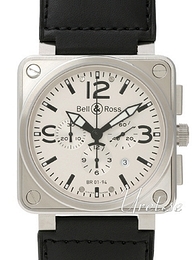 Bell & Ross Instrument Biały/Skóra 46x46 mm BR0194WL