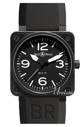 Bell & Ross Aviation Czarny/Guma 46x46 mm BR 01-92 Carbon