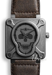 Bell & Ross Aviation Czarny/Skóra 46x46 mm BR 01 Airbourne II