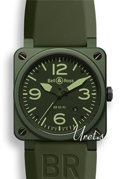 Bell & Ross Aviation Zielony/Guma 42x42 mm BR 03-92 Military Ceramic