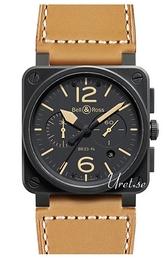 Bell & Ross Aviation Czarny/Skóra 42x42 mm BR 03-94 Heritage